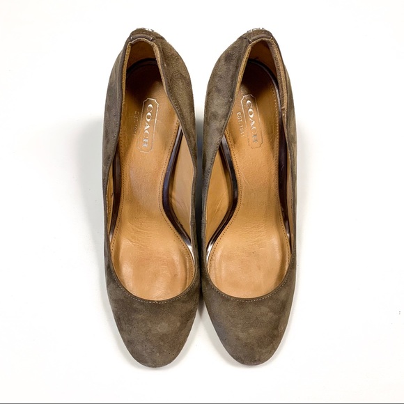 COACH Ophelia 7 B Suede Croc Embossed Heels - Picture 8 of 8